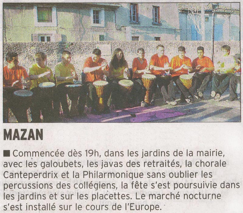 Article Fête de la musique 2008 (La Provence)